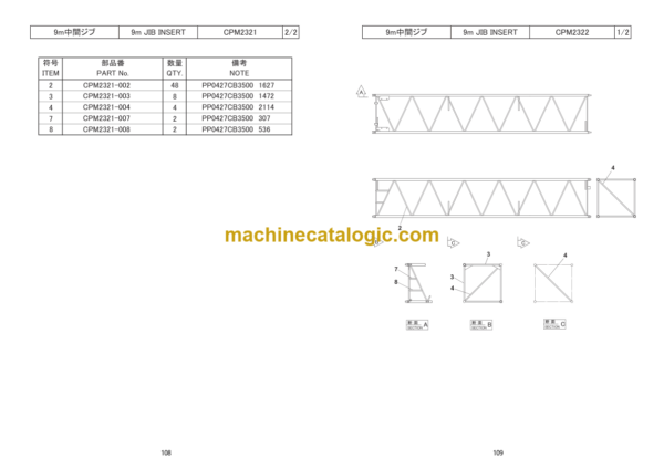 Hitachi Sumitomo SCX2500 Bracing List