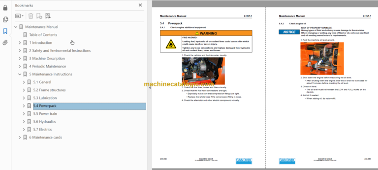 SANDVIK LH517 491 Maintenance Manual Serial No. L517D491
