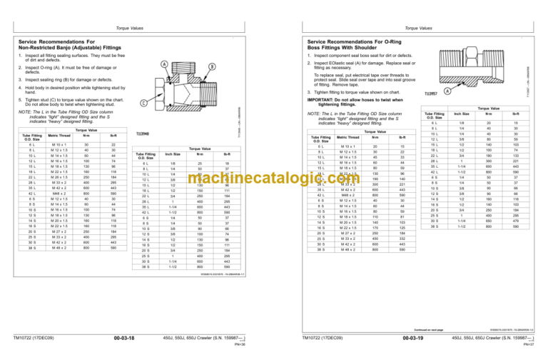John Deere 450J 550J 650J Crawler Dozer Repair Technical Manual