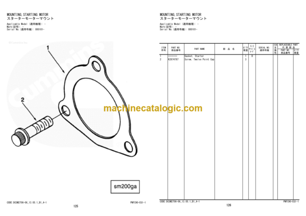 Hitachi ZW310-5A Wheel Loader Engine Parts Catalog