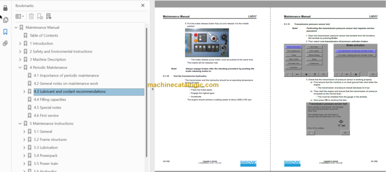 SANDVIK LH517 491 Maintenance Manual Serial No. L517D491