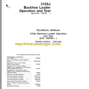 John Deere 310SJ Backhoe Loader Operation and Test Technical Manual