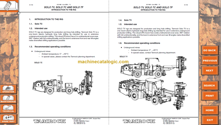 Sandvik SOLO 7-15 F Maintenance Manual Serial No. 106A11082-1