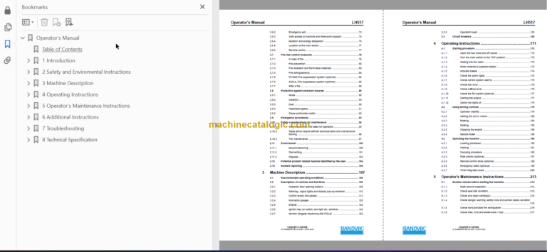 SANDVIK LH517 491 Operator's Manual Serial No. L517D491