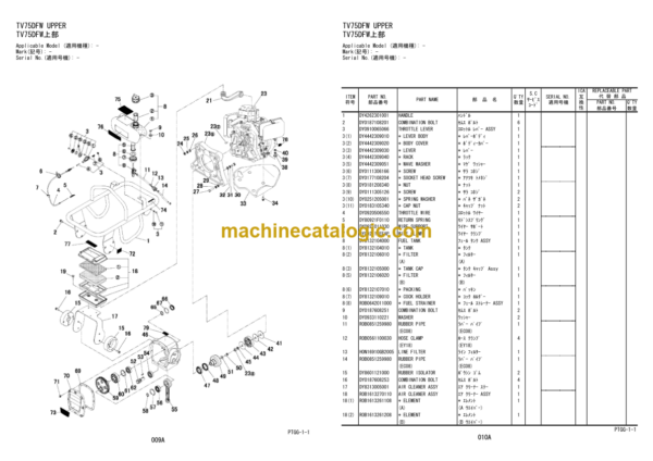 Hitachi TV55DFW TV65DFW TV75DFW TV85DFW Vibratory Rammer Parts Catalog