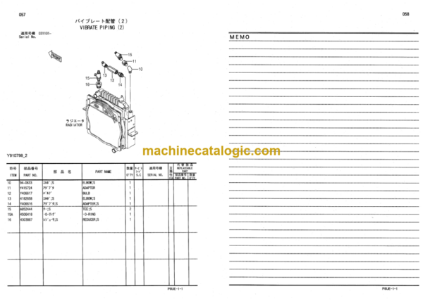 Hitachi CC135-3 135C-3 Vibratory Roller Parts Catalog