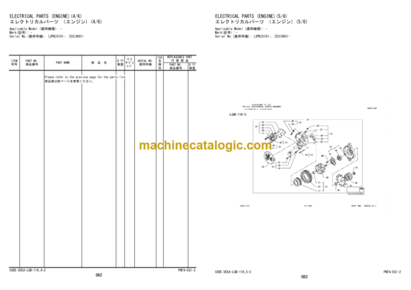 Hitachi ZW310-5B ZW330-5B Wheel Laoder Engine Parts Catalog