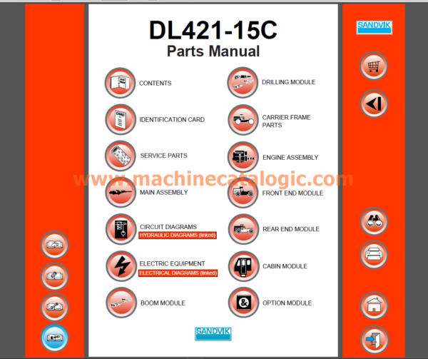 Sandvik DL421-15C Drilling Rig Toolman (Service Manual, Parts Catalog, Operator's and Maintenance