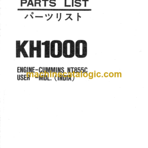 Hitachi KH1000 ENGINE-CUMMINS NT855C USER-MDL. (INDIA) Parts Catalog