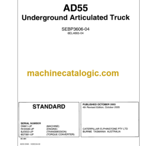 Caterpillar AD55 Underground Articulated Truck Parts Manual (6EL4665-04)