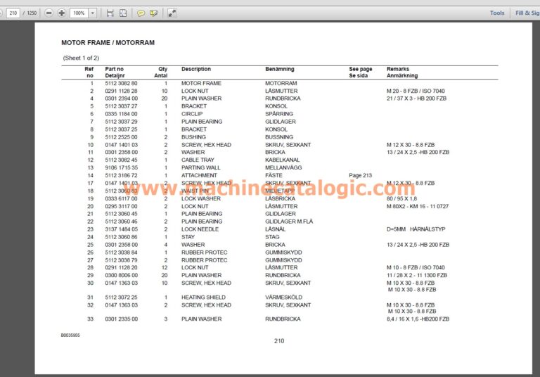 Atlas Copco Simba M7C Drilling Machine Spare Parts Manual