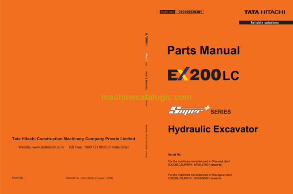 Hitachi EX200LC SUPER+ Series Hydraulix Excavator Parts Catalog