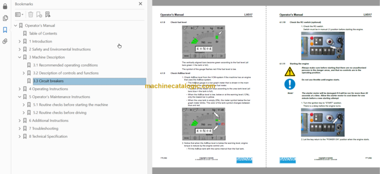 SANDVIK LH517 491 Operator's Manual Serial No. L517D491