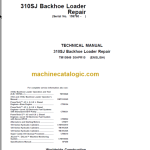 JOHN DEERE 310SJ Backhoe Loader Repair Technical Manual