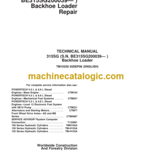 John Deere 315SG (SN BE315SG200039— ) Backhoe Loader Repair Technical Manual