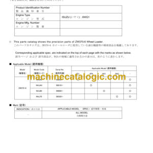 Hitachi ZW370-6 Wheel Loader (6WG1) Parts Catalog