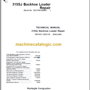 John Deere 315SJ Backhoe Loader Repair Technical Manual