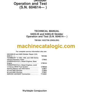 John Deere 640G-III and 648G-III Skidder Operation and Test Technical Manual