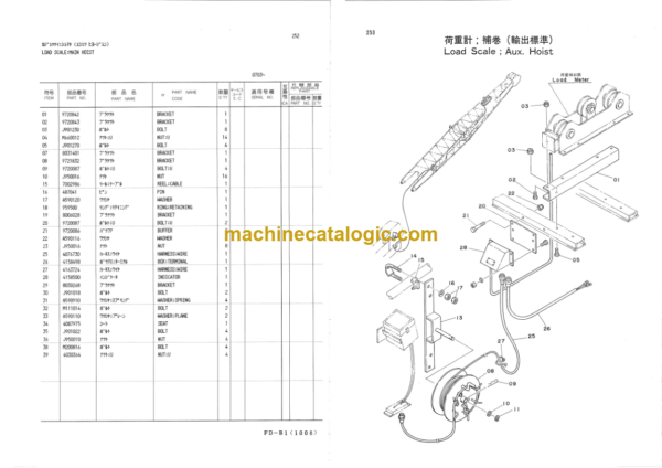 Hitachi KH180-3 Hydraulic Crawler Crane Parts Catalog Serial No.0703-