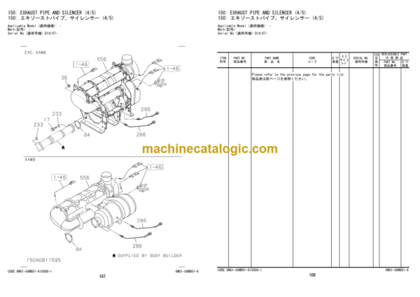 Hitachi ZW370-6 Wheel Loader Engine Parts Catalog (6WG1-XAWB01-6)