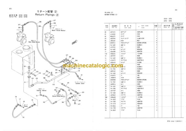 Hitachi KH180-3 Hydraulic Crawler Crane Parts Catalog Serial No.0703-