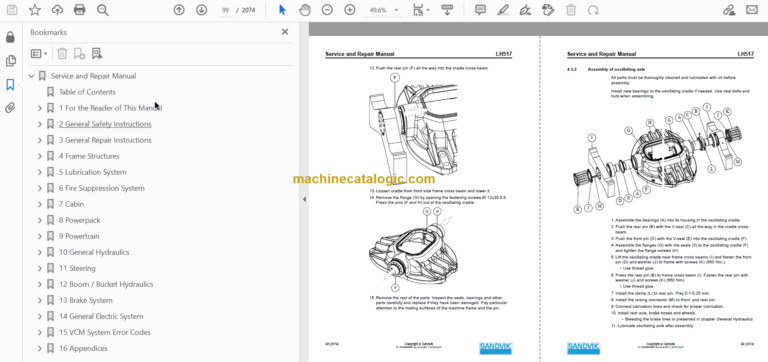 SANDVIK LH517 491 Service and Repair Manual Serial No. L517D491