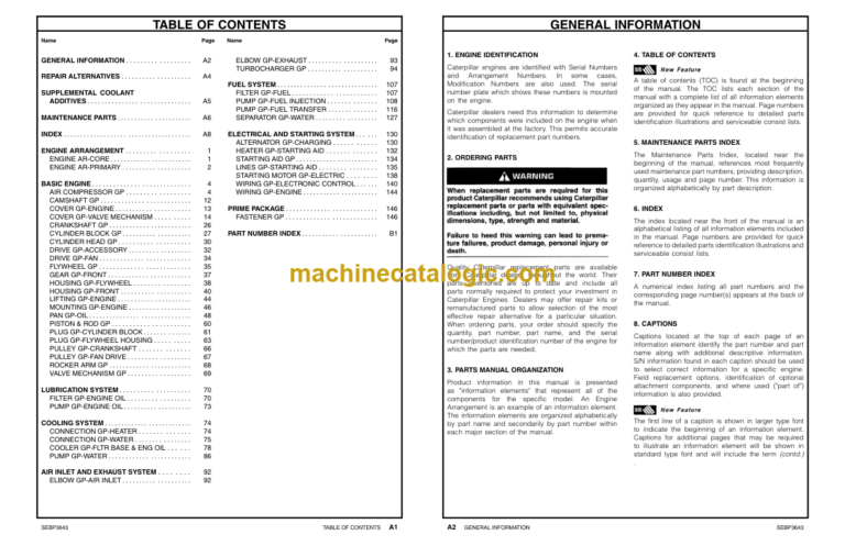 Caterpillar 3056E Industrial Engine Parts Manual