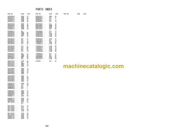 Hitachi ZW100J Wheel Loader Parts Catalog