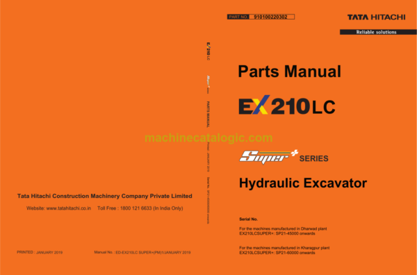 Hitachi EX210LC SUPER+ Series Hydraulic Excavator Parts Catalog