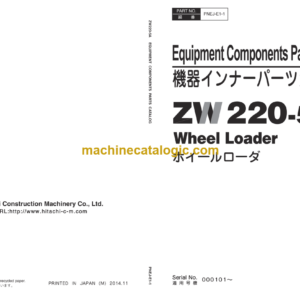 Hitachi ZW220-5A Wheel Loader Equipment Components Parts Catalog