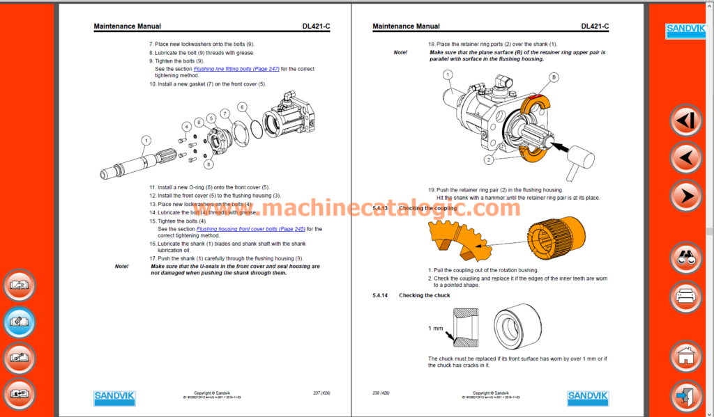Service Kit Sandvik Sandvik DL421-15C Drilling Rig Toolman (Service Manual, Parts Catalog ...