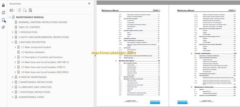 Sandvik DD421-60C Drill Rig Maintenance Manual Serial No. 116D43797-1