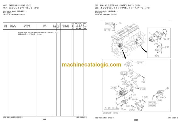 Hitachi ZW370-6 Wheel Loader Engine Parts Catalog