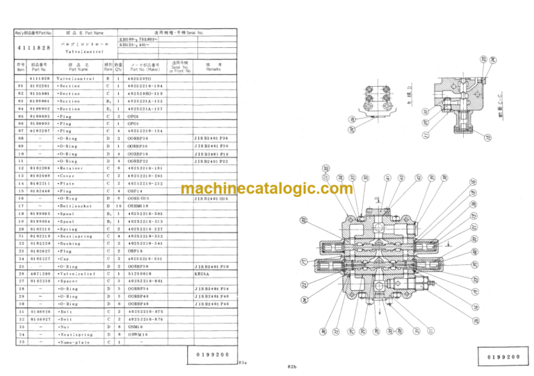 Hitachi KH75 KH100-2 KH125-2 KH150-2 KH180-2 Hydraulic Equipment Components Parts Catalog