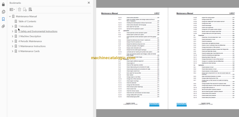 SANDVIK LH517 491 Maintenance Manual Serial No. L717D513