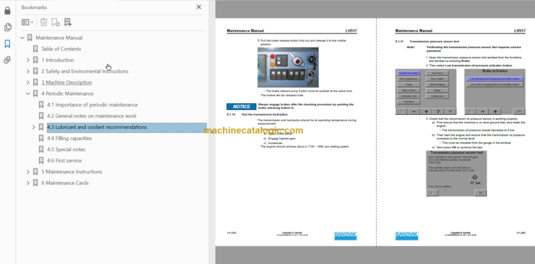 SANDVIK LH517 491 Maintenance Manual Serial No. L717D513