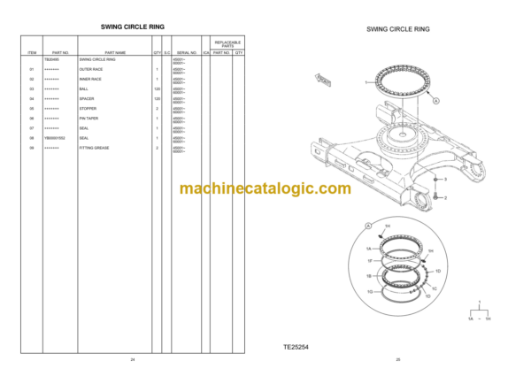 Hitachi EX210LC SUPER+ Series Hydraulic Excavator Parts Catalog