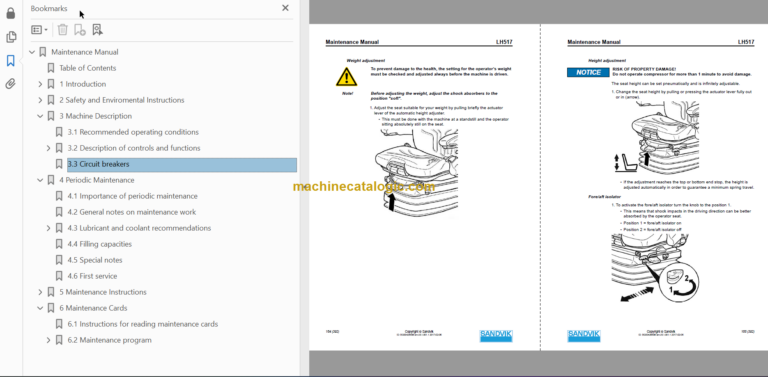 SANDVIK LH517 491 Maintenance Manual Serial No. L717D513