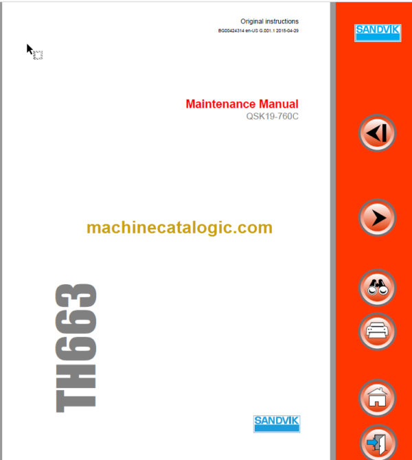 Sandvik TH663 Maintenance Manual Serial No. T563D026