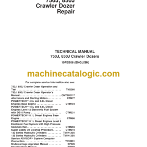 John Deere 750J 850J Crawler Dozers Repair Technical Manual