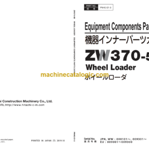 Hitachi ZW370-5B Wheel Loader Equipment Components Parts Catalog