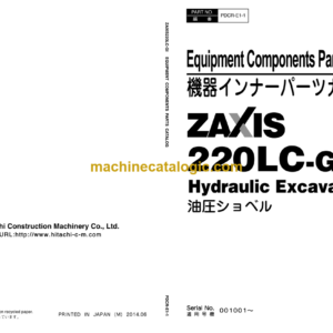 Hitachi ZAXIS 220LC-GI Hydraulic Excavator Equipment Components Parts Catalog