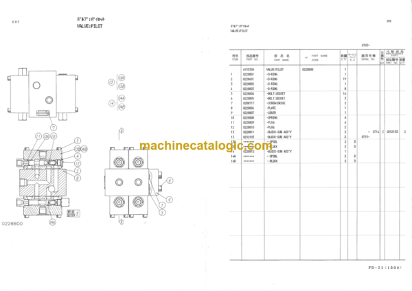 Hitachi KH180-3 Equipment Components Parts Catalog Serial No.0703-