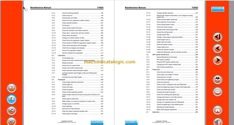 Sandvik TH663 Maintenance Manual Serial No. T563D026