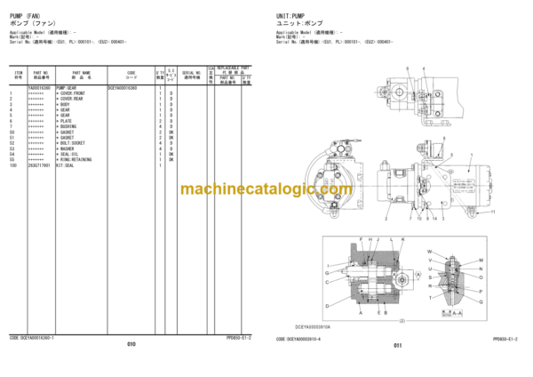 Hitachi ZW180-6 ZW180PL-6 Wheel Loader Equipment Parts Catalog