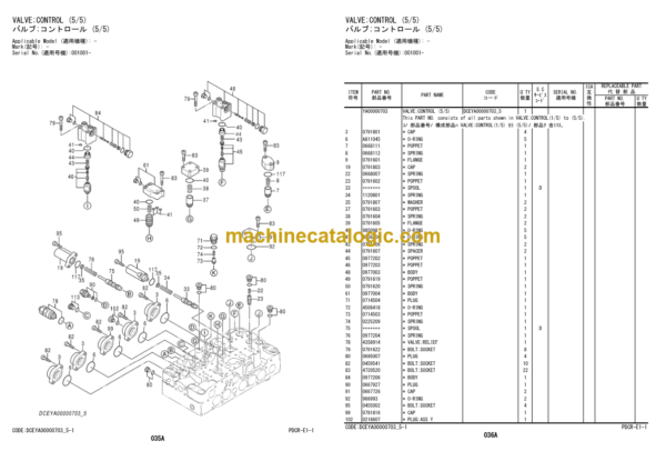 Hitachi ZAXIS 220LC-GI Hydraulic Excavator Equipment Components Parts Catalog