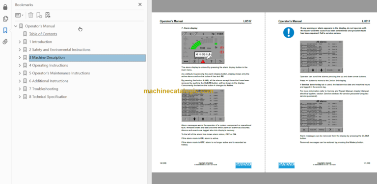 SANDVIK LH517 491 Operator's Manual Serial No. L717D513