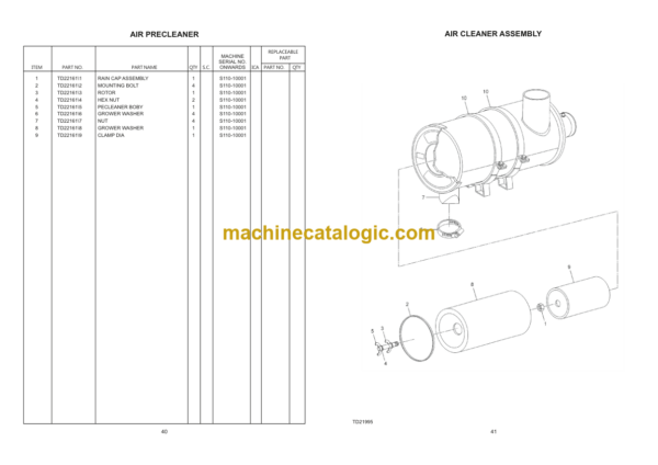 Hitachi EX110+Super+ Hydraulic Excavator Parts Catalog