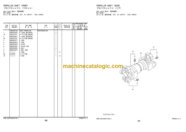 Hitachi ZW180-6 ZW180PL-6 Wheel Loader Equipment Parts Catalog