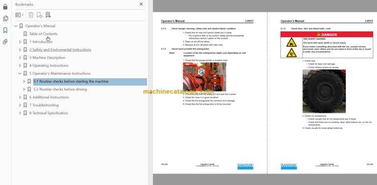 SANDVIK LH517 491 Operator's Manual Serial No. L717D513